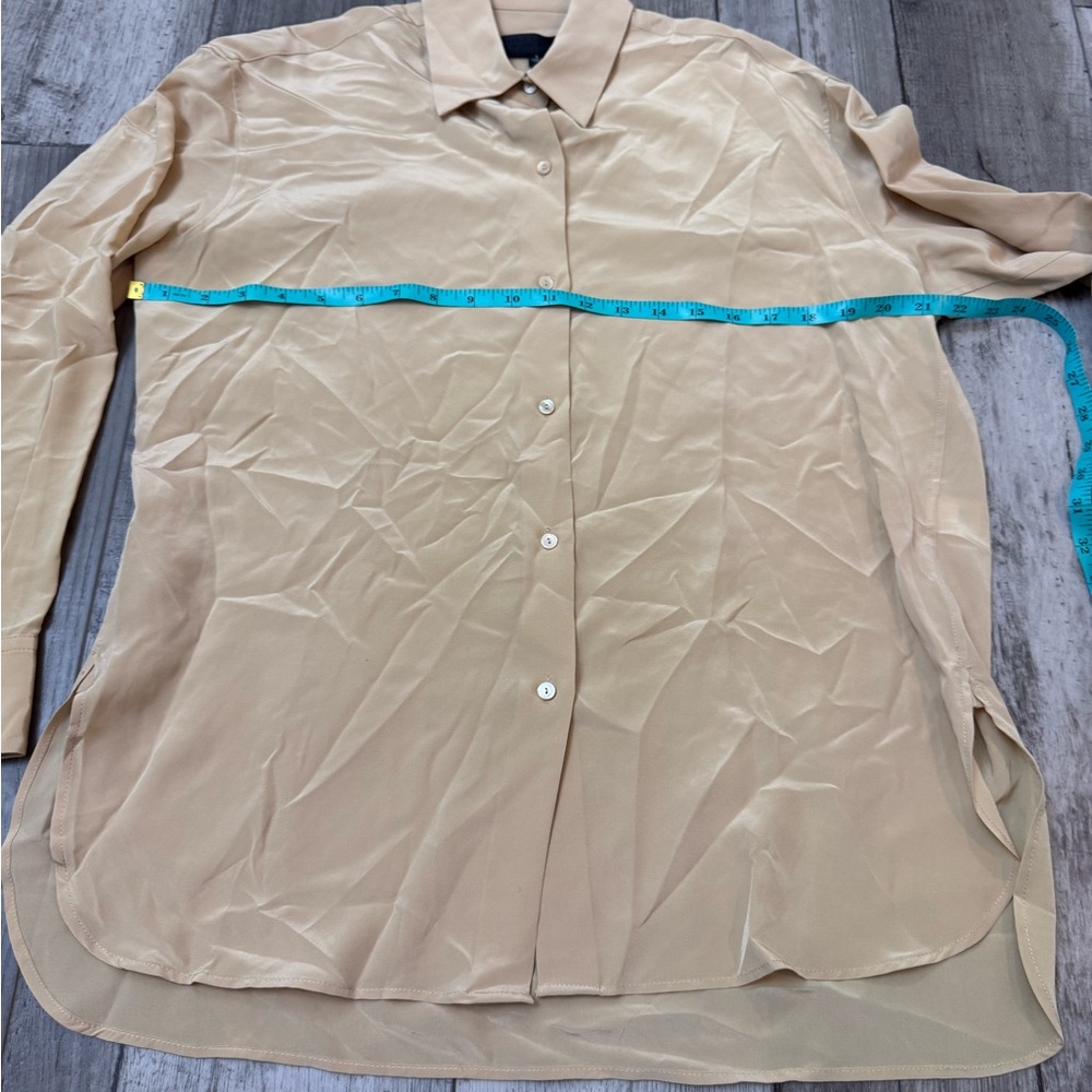 Nili Lotan Silk Button Down Neutral Mushroom Brown Shirt Small - Picture 6 of 6